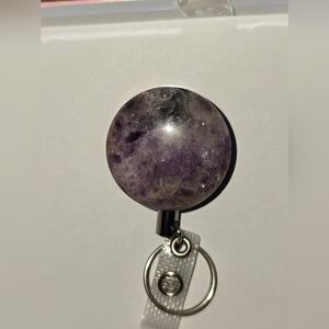 Amethyst Crystal ID Badge Reel
